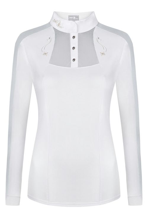READY TO SHIP: Fair Play Women's Lorella Long Sleeve Competition Shirt - EU 40/US 10 - White