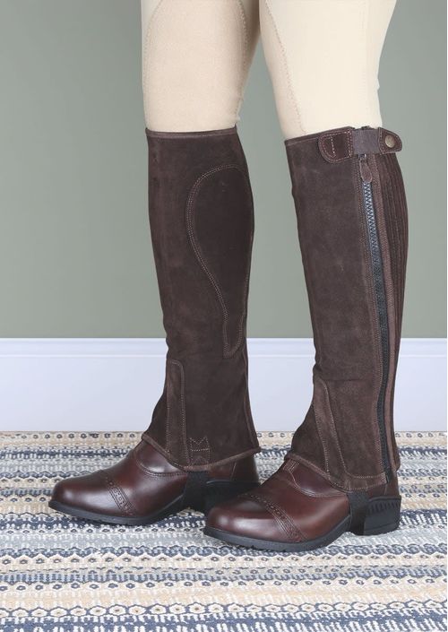 BARGAIN BARN: Shires Moretta Suede Half Chaps - Medium Short - Brown