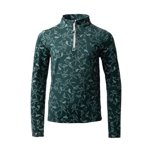 Horze Kids' Pegasus Winter Training Shirt - Dark Sea Green