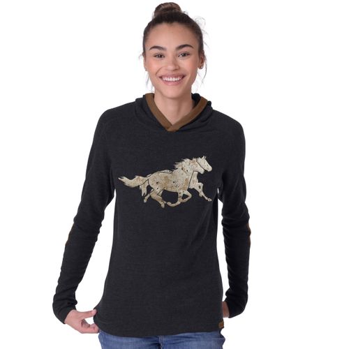 READY TO SHIP: Chestnut Bay Women's Rider Lounge Hoodie - Large - Almost Black Running Horses