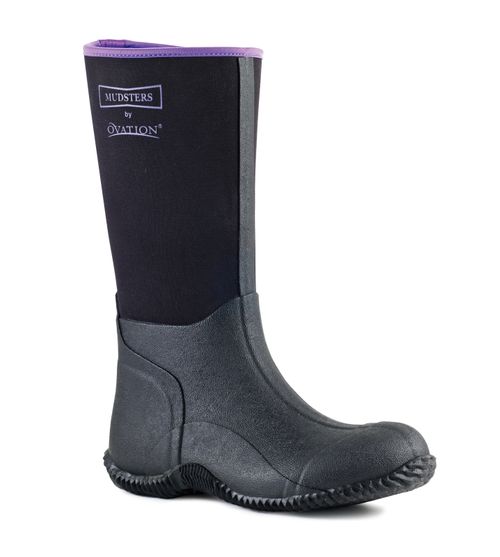 OPENBOX: Ovation Mudster Tall Barn Boot - 38 - Black/Black/Purple