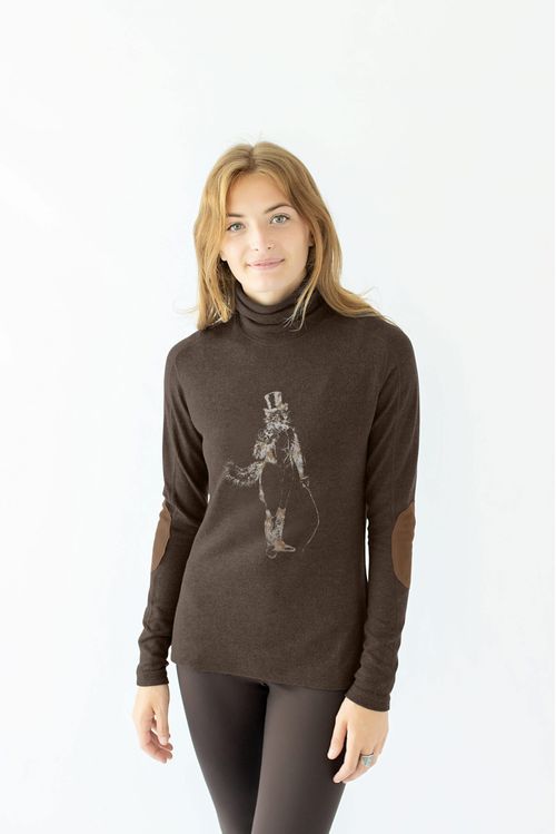 READY TO SHIP: Chestnut Bay Women's Rider Lounge Turtleneck - Large - Dark Truffle Artful Dodger