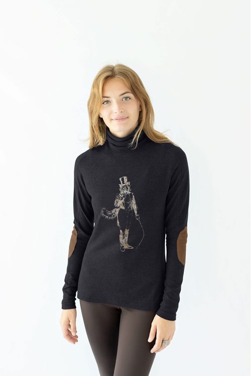 READY TO SHIP: Chestnut Bay Women's Rider Lounge Turtleneck - X Large - Almost Black Artful Dodger