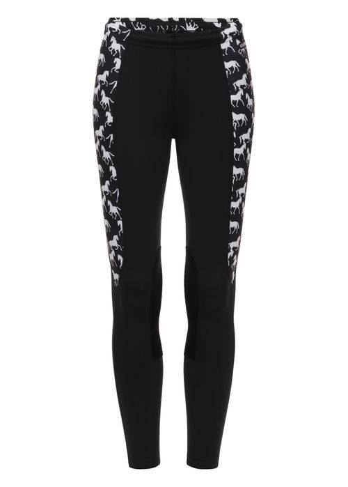 Kerrits Kids' Knee Patch Performance Tights - Black/Equine Studies