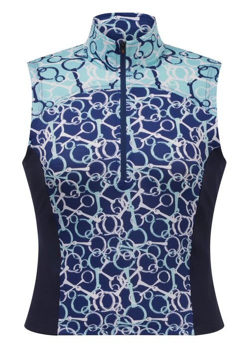 Kerrits Women's Print Mix Sleeveless Top - Galaxy Blue/Snaffle Symphony