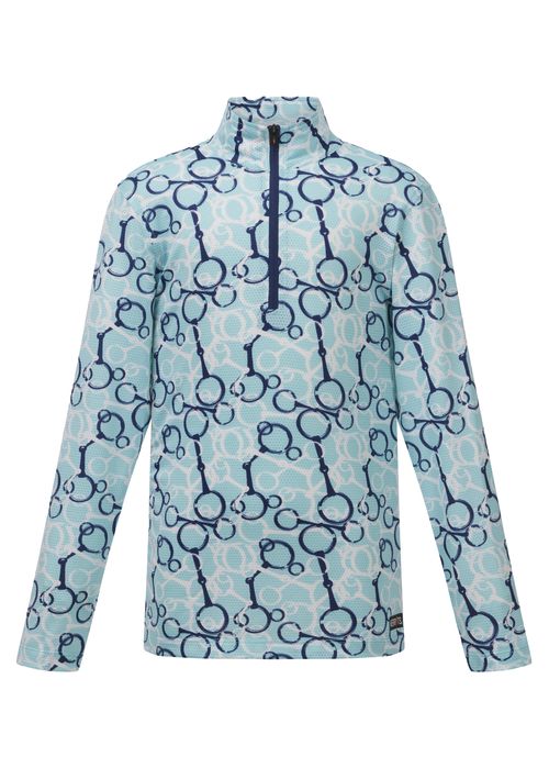 Kerrits Kids' Breeze Ice Fil Long Sleeve Shirt - High Tide Snaffle Symphony