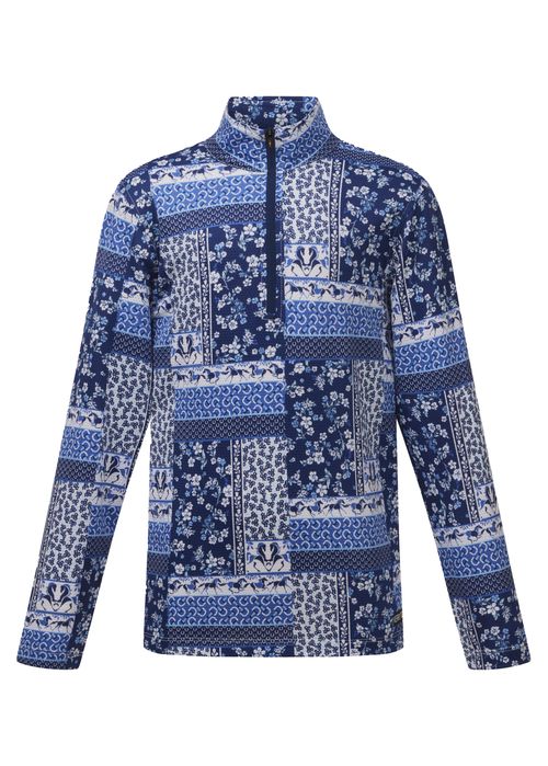 Kerrits Kids' Breeze Ice Fil Long Sleeve Shirt - Lapis Patchwork