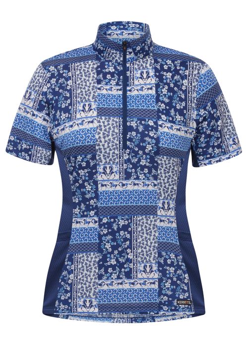 Kerrits Women's Breeze Ice Fil Short Sleeve Shirt - Lapis Patchwork