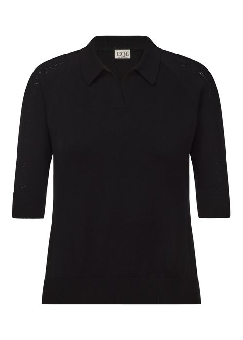 EQL Women's Bit Of Breeze Sweater Knit Polo - Black