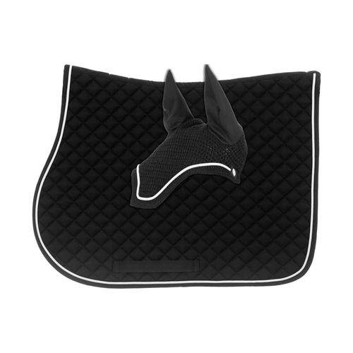 Equinavia Voss All Purpose Saddle Pad and Bonnet Set - Black/White