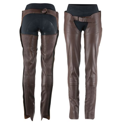 BARGAIN BARN: Horze Blake Leather Full Chaps - X Large - Dark Brown