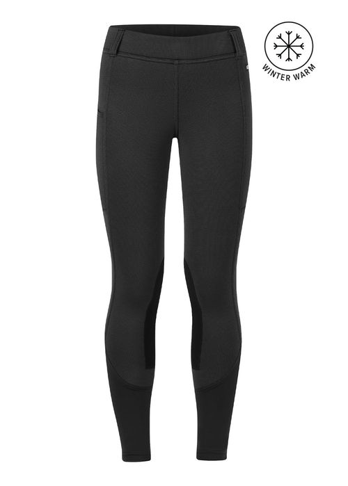 BARGAIN BARN: Kerrits Kids' Sit Tight Wind Pro Knee Patch Tights - Medium - Black