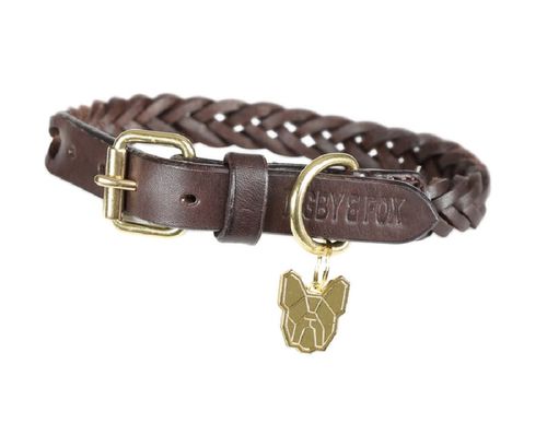 BARGAIN BARN: Digby & Fox Plaited Dog Collar - Small - Brown