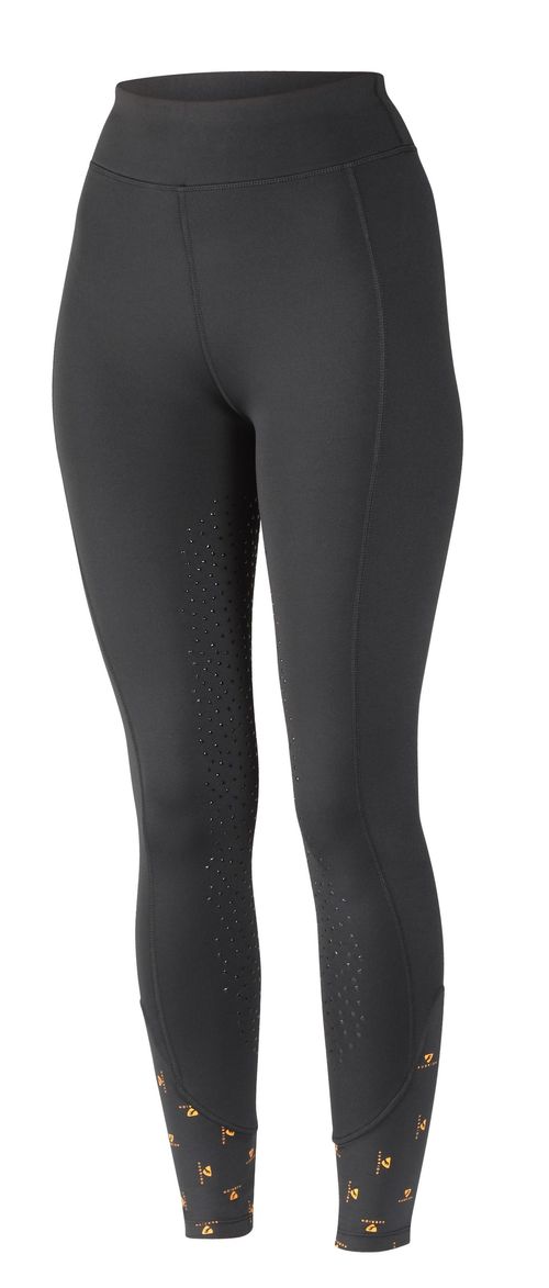 BARGAIN BARN: Shires Aubrion Kids' Porter Winter Knee Patch Riding Tights - 9-10 years - Jet Black