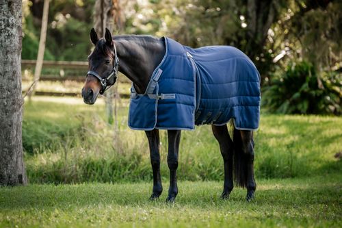 Rambo Optimo Stable Blanket 200g - Navy/Thunderstorm Grey/Silver