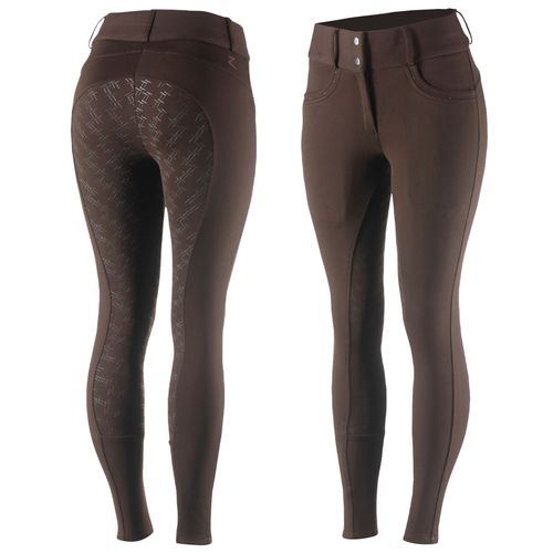 OVERSTOCK: Horze Women's Mia Thermo Silicone Full Seat Breeches - EU 40/US 28 - Dark Brown