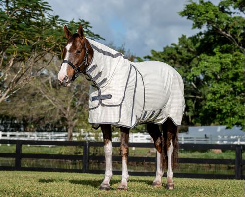 Rambo Optimo Supreme Summer Sheet - Navy Check/Thunderstorm Grey/Silver