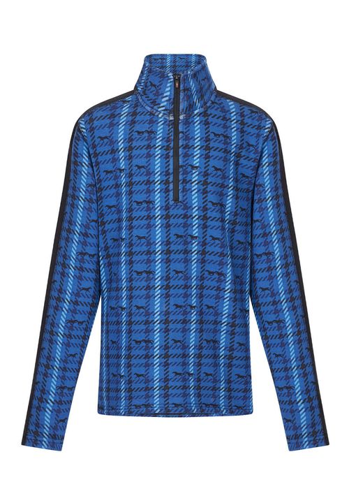 Kerrits Kids' Muzzle Nuzzle Fleece Half Zip - True Blue Plaid Pasture