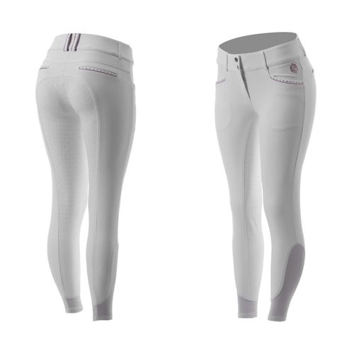 Equinavia Women's Victoria Silicone Full Seat Breeches - White/Orchid Mist