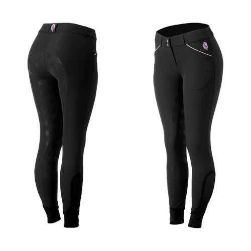 Equinavia Women's Astrid Summer Full Seat Breeches - Black/Orchid Mist