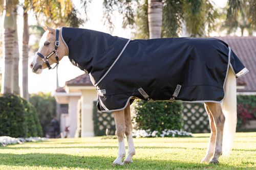 Amigo 1200D Plus Pony Turnout 50g - Black/Titanium Grey/Silver