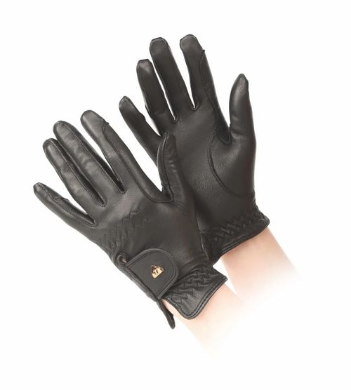 OVERSTOCK: Shires Aubrion Kids' Leather Riding Gloves - Large - Black
