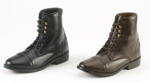 OPENBOX: Equistar Kids' All Weather Synthetic Laced Paddock Boot - 12 - Brown