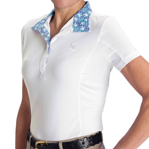 OPENBOX: Romfh Women's Lindsay Short Sleeve Show Shirt - Large - White/LillyBits Very Peri/Mint