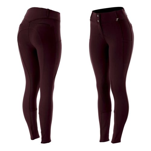OPENBOX: Horze Women's Mira Knee Grip Breeches - EU 42/US 30 - Burgundy