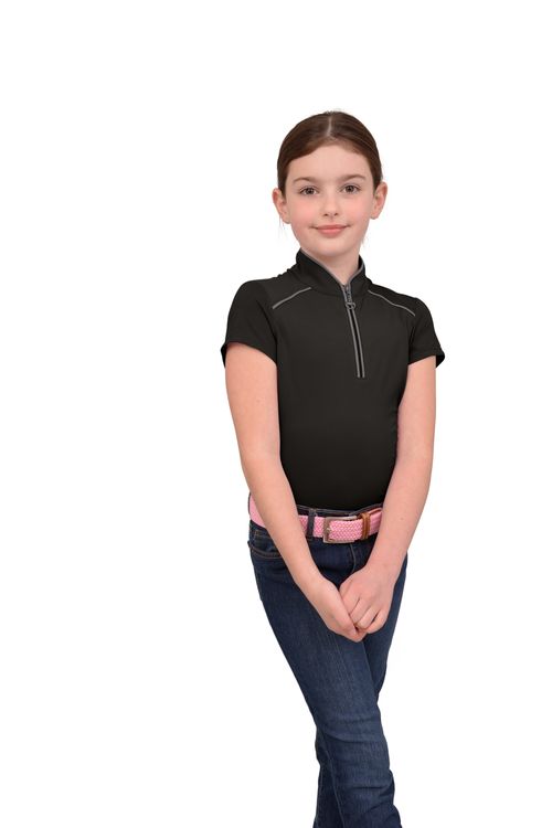 Chestnut Bay Kids' Performance Rider SkyCool Sport Short Sleeve Shirt - Black