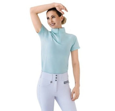 Romfh Women's 1/4 Zip Short Sleeve Zip Sun Shirt - Oasis Sky/White