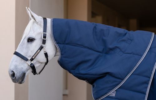 Rambo Optimo Stable Hood 200g - Navy/Thunderstorm Grey/Silver
