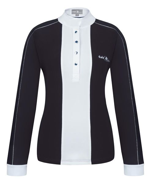 BARGAIN BARN: Fair Play Women's Claire Long Sleeve Competition Shirt - EU 42/US 12 - Black/White