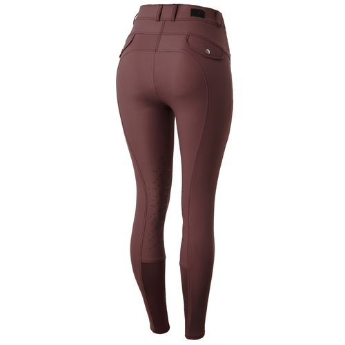BARGAIN BARN: Horze Women's Andrea Slimming Knee Patch Breeches - EU 34/US 22 - Red Mahogany Burgundy