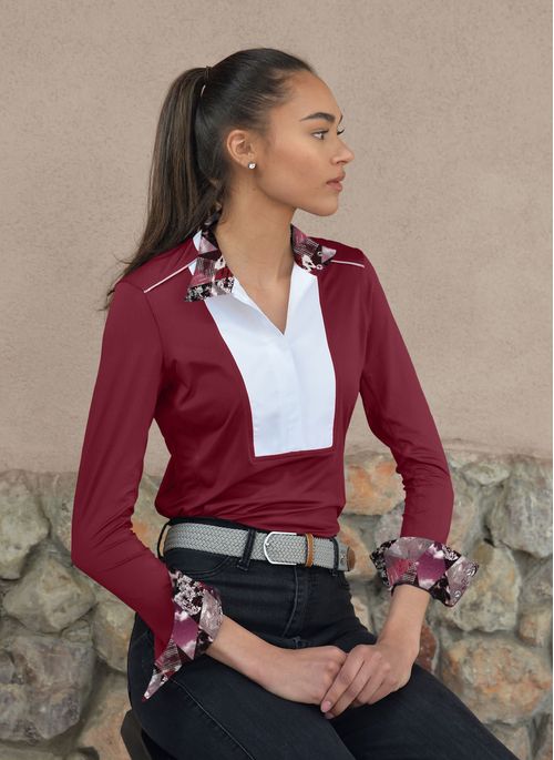 READY TO SHIP: Chestnut Bay Women's SkyCool Liberty Long Sleeve Show Shirt - XX Large - Barn Red (2023)