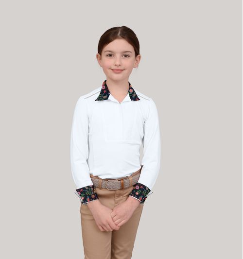 READY TO SHIP: Chestnut Bay Kids' SkyCool Liberty Long Sleeve Show Shirt - Large - White