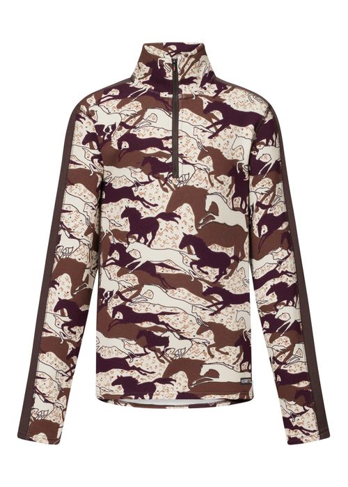 OPENBOX: Kerrits Kids' Plush Printed Fleece Half Zip - Large - Vineyard Gallop