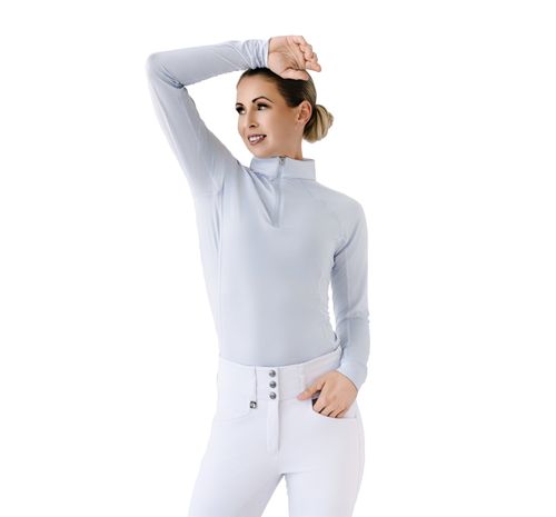 Romfh Women's 1/4 Zip Long Sleeve Solid Sun Shirt - Power Blue