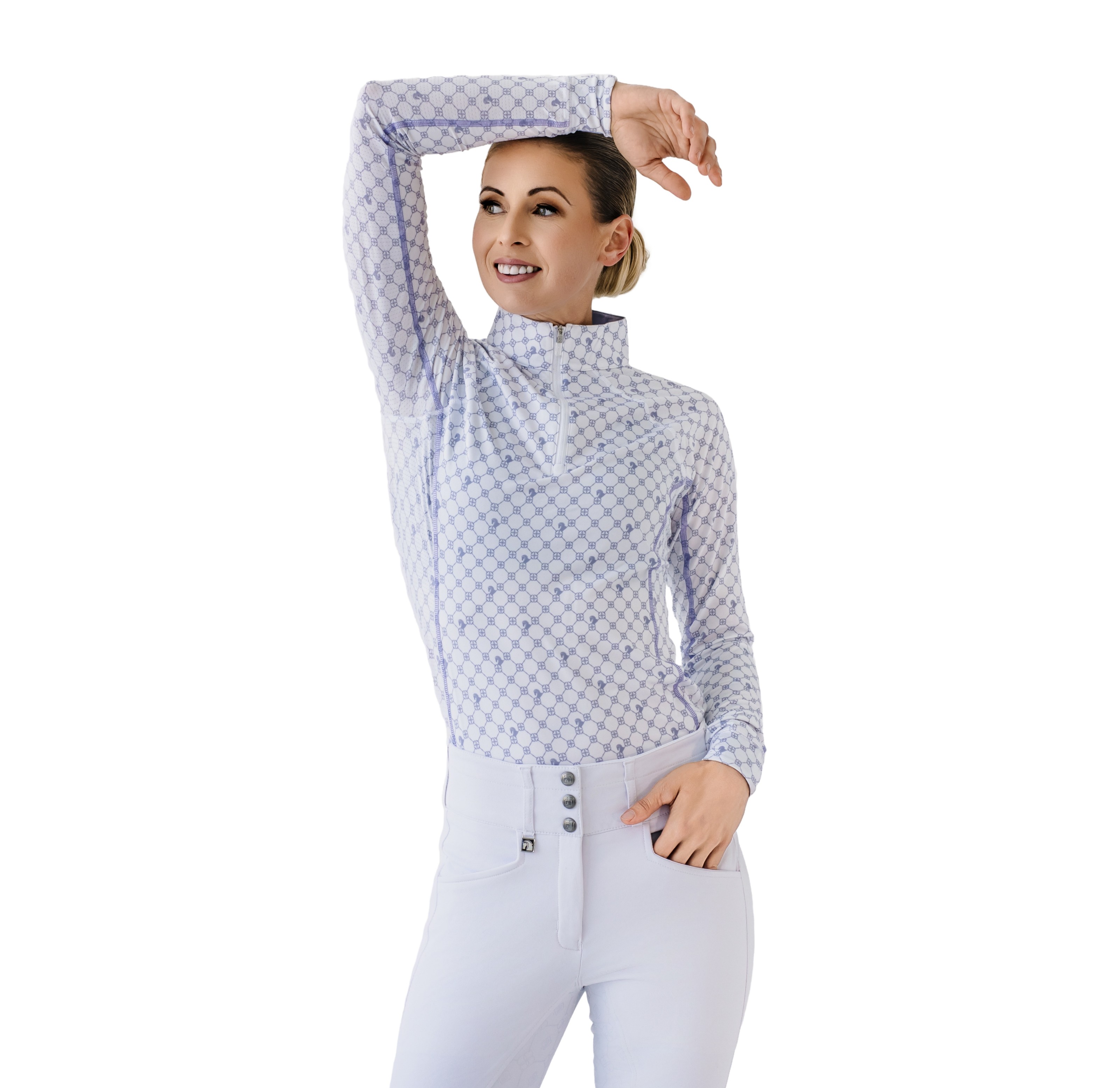 無料配達 Long Zip 1/4 Women's Romfh Sleeve Mist - Shirt Sun Print Clothing