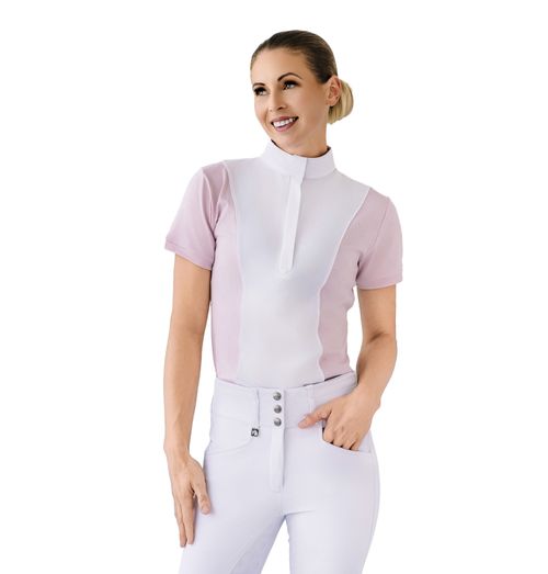 Romfh Women's Logo Short Sleeve Show Shirt - White/Pale Lilac Lil Horses