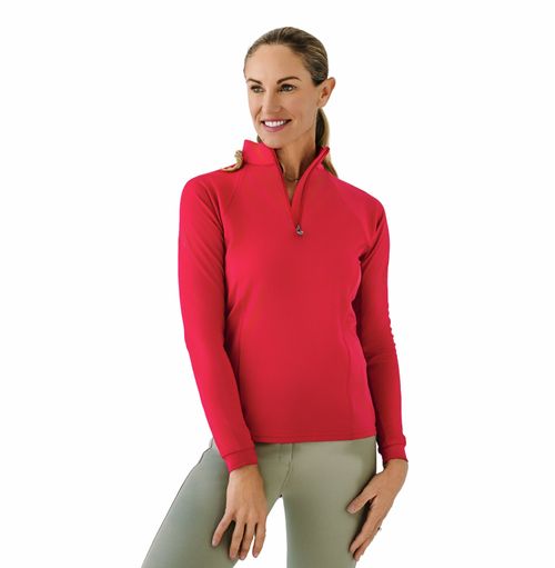 Ovation Women's 1/4 Zip Long Sleeve Solid Color Sun Shirt - Lipstick