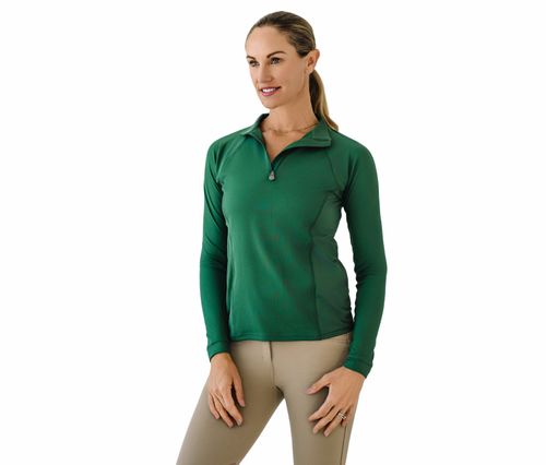 Ovation Women's 1/4 Zip Long Sleeve Solid Color Sun Shirt - Hunter