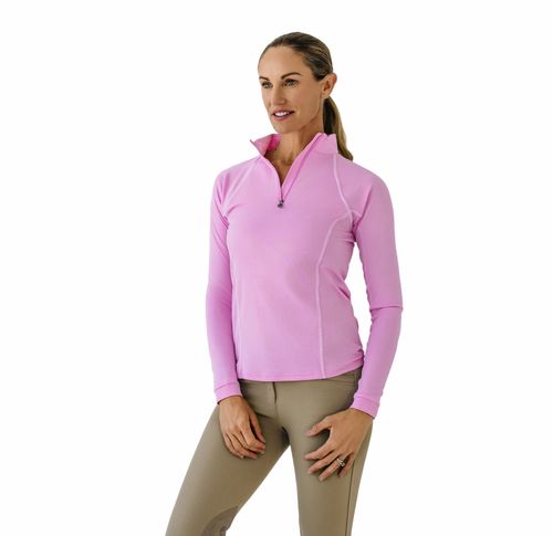 Ovation Women's 1/4 Zip Long Sleeve Solid Color Sun Shirt - Pink