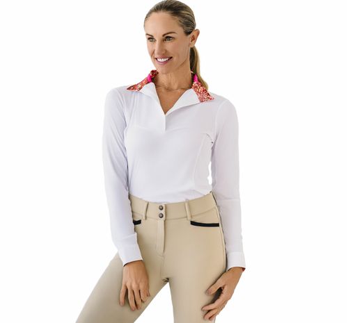 Ovation Women's Bib Front Long Sleeve Show Shirt - White/Natural World
