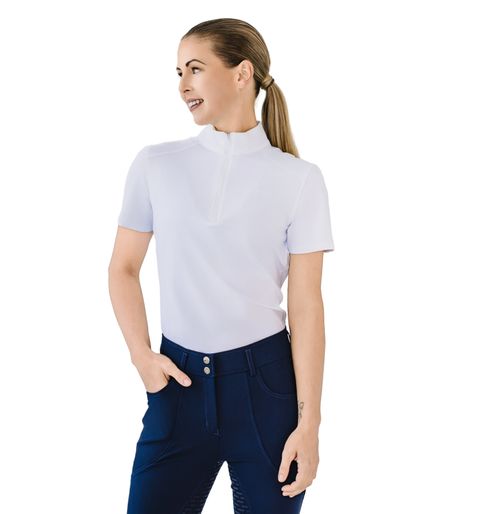 Catago Women's Thelma Quarter Zip Short Sleeve Top - White