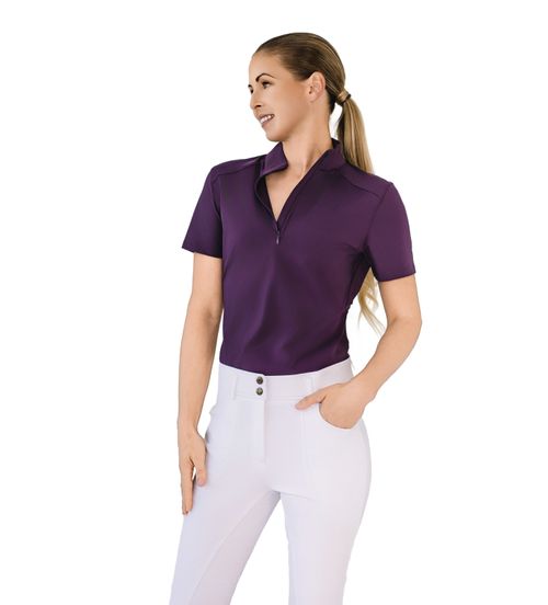 Catago Women's Thelma Quarter Zip Short Sleeve Top - Plum Perfect