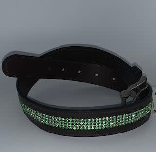Equine Couture Bling Leather Belt - Havana w/Jade Stones