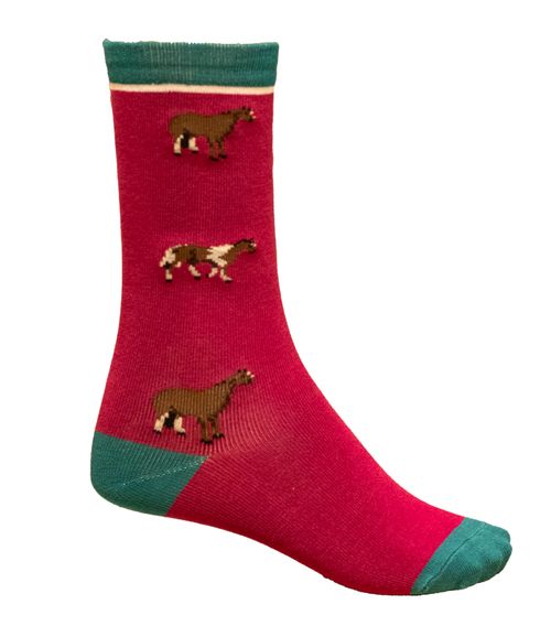 Shires Aubrion Kids' Bamboo Ankle Socks - Pink Horse