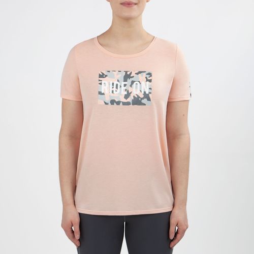 READY TO SHIP: Irideon Women's RIDE ON Camo Swing Tee - 1X - Radiant Peach