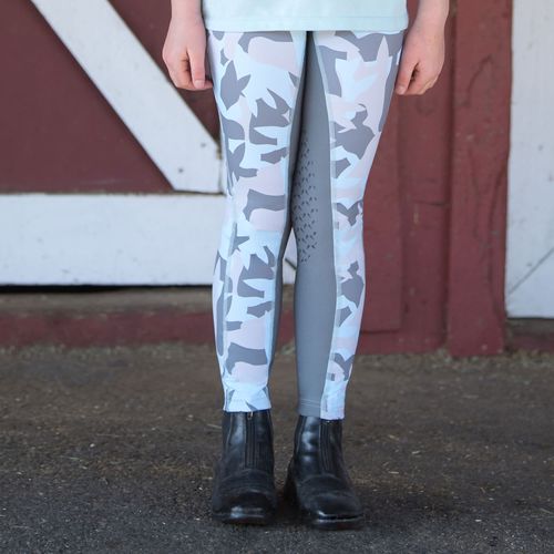 READY TO SHIP: Irideon Kids' Horsehead Camo Tights - X Small - Energy Blue